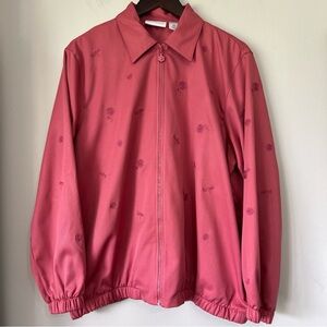 Alfred Dunner Embroidered Full Zip Jacket Flowers Dragonflies Size 16 Vintage